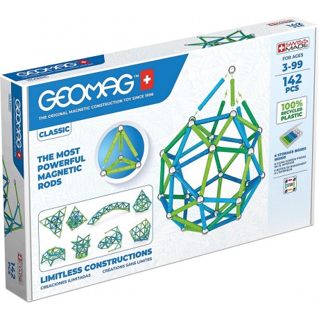Geomag 274 Classic-93 Teile-Magnetisches Konstruktionsspielzeug fur Kinder-Green Line-Lernspiel aus 100% Recyclingkunststoff 274 Classic-93 детали-Магнитный конструктор для детей-Обучающая игра Green Line из 100% переработанного пластика