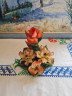 Capodimonte Italy Декоративная фигурка "Роза и лилии с листьями", 15см x 15см, Италия, 1960-70гг.