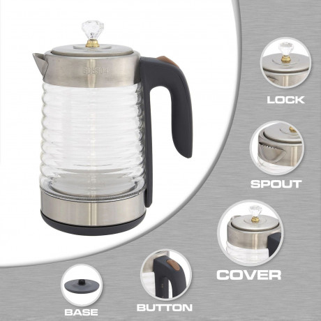 PRANITE PRANITE Wasserkocher 2L Wasserkocher 2200W Hochleistungs-Wasserkocher, Glas Wasserkocher, 2 l, 2200,00 W, mit automatischer Abschaltung und Trockengehschutz Elektrischer  Чайник PRANITE Чайник на 2 л, 2200 Вт Высокопроизводительный чайник, стеклян