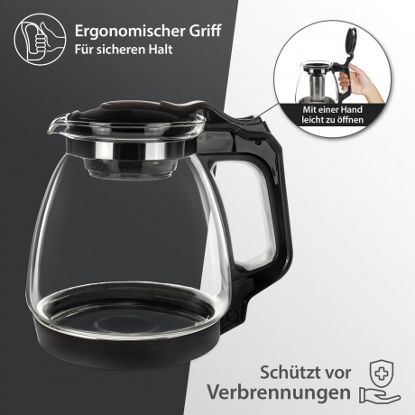 T24 T24 Wasserkocher Glasteekanne mit Edelstahl Teesieb  Uberhitzungsschutz, 1700 ml, 1700 ml  Чайник T24 стеклянный заварочный чайник с ситечком из нержавеющей стали с защитой от перегрева, 1700 мл, 1700 мл