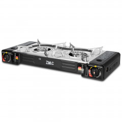 ZMC ZMC Gaskocher Doppel Kartuschenkocher Gaskocher 2 Flammig + 16x Gaskartuschen 227g, (MSF-1a automatische Piezo-Zundung (elektrisch) Herd Butangas), Outdoor Gas Campingkocher 2Fach Gasherd Ofen Butan Kochfeld Gas Kocher  Газовая плита ZMC с двойным кар