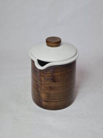 Чайник винтажный Bauscher Weiden Bavaria в коричнево-черно-белых тонах, ручная работа, 18 x 18 см, Германия, 1960-70гг.