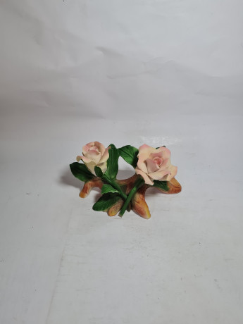 Фигурка винтажная Cesa.R. / Capodimonte By Sarastano, "Две бело-розовые розы на ветке", фарфор, 20 x 13 x 10 см,  Италия, 1960-1970гг.