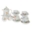 Meissen Meissen  'Neuer Ausschnitt - Blume 3 mitte bunt mit Goldrand' Espressoservice 6 Personen 15-tlg. Meissen &quot;New cut - flower 3 центр разноцветный с золотым ободком&quot; Сервиз для эспрессо на 6 персон 15 предм.