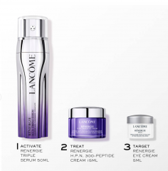 LANCOME RENERGIE H.C.F. TRIPLE SERUM AUGEN SET Подарочный набор для ухода за кожей вокруг глаз, ограниченный выпуск 2024 года: сыворотка 50мл, крем пептидный 15мл, крем 5мл