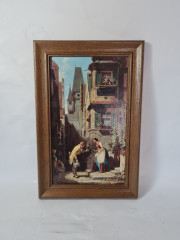 Картина винтажная &quot;Жених&quot; Spitzweg, деревянная рама, 24 x 37 см, Германия, 1960-70гг.