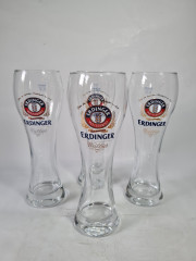 Немецкие бокалы пивные винтажные Sahm / Erdinger Weissbrau, стекло, 4 шт., 0.3 л, 22 см, Германия, 1980-90гг.