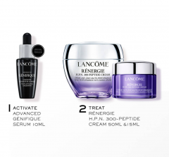 LANCOME RENERGIE &amp; GENIFIQUE SET Подарочный набор «Антивозрастной уход» ограниченный выпуск 2024 года: сыворотка 10мл, пептидный крем 50мл и 15мл 