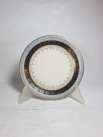 Чайное трио винтажное Edelstein Bavaria, в бело-голубых тонах с золотистым орнаментом, фарфор, Германия, 1960-70гг.