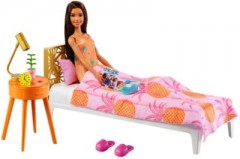 Mattel Barbie Mobel-Spielset Schlafzimmer mit Puppe Барби мебельный игровой набор для спальни с куклой