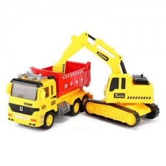 Toi-Toys Kipper-Lastwagen und Bagger Baustellenfahrzeuge Самосвалы и экскаваторы строительные машины