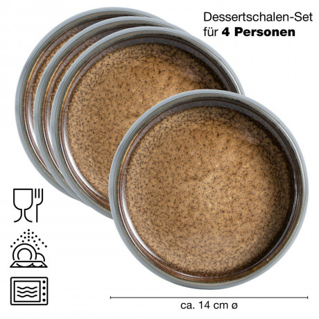 Moritz & Moritz Moritz & Moritz Dessertschale 4-tlg. REACTIV grau Десертная тарелка Moritz &amp; Moritz 4 шт. РЕАКТИВНЫЙ