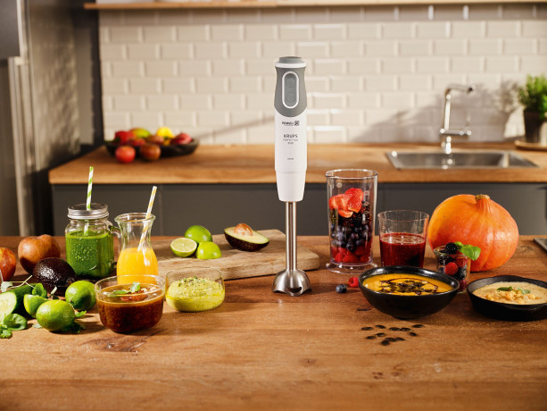 Krups Krups Stabmixer HZ64B1 Perfect Mix 8000, 800 W, 20 Geschwindigkeiten, 4 Powelix Klingen, Edelstahlmixstab, Messbecher Ручной блендер Krups HZ64B1 Perfect Mix 8000, 800 Вт, 20 скоростей, 4 лезвия Powelix, палочка для смешивания из нержавеющей стали,