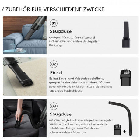 AUDEW AUDEW Akku-Handstaubsauger, 100W Kabellos Handstaubsauger 3900PA mit 1 HEPA-Filter fur Auto, Haus Беспроводной ручной пылесос AUDEW, беспроводной ручной пылесос мощностью 100 Вт 3900PA с 1 HEPA-фильтром для автомобиля и дома