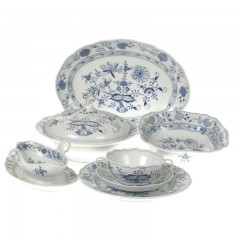 Meissen Meissen Neuer Ausschnitt - Zwiebelmuster kobaltblau weisser Rand Tafelservice 6 Personen 22-tlg. Meissen New Cut - луковый узор кобальтово-синий белый край Столовый сервиз на 6 персон 22 шт.