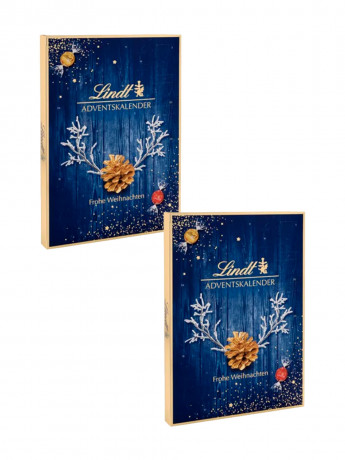 Lindt Adventskalender 2024 blau, Адвент-календарь 2024, 24 сладких сюрприза, 395 грамма, 2 штуки