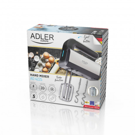 Adler Adler Handmixer AD 4225, 800,00 W, Kuchenmixer Stabmixer 800W 5 Geschwindigkeiten  Ручной миксер Adler AD 4225, 800,00 Вт, ручной миксер для тортов 800 Вт, 5 скоростей