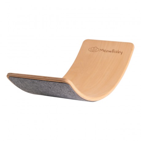 MeowBaby Balance Board fur Kinder 80x30cm aus Holz mit Filz Балансборд детский 80х30см из дерева с войлоком