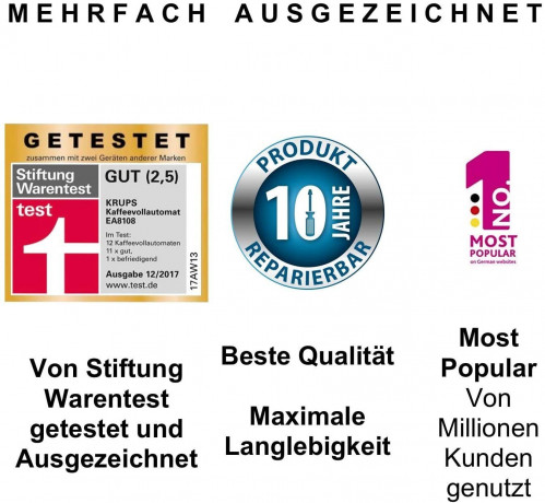Krups Krups Kaffeevollautomat EA 81R8 Arabica Kaffeevollautomat, Espressomaschine, 1,8 l Wassertank, 1450 W, 2-Tassen-Funktion, Milchsystem mit CappucinoPlus-Duse Полностью автоматическая кофемашина Krups EA 81R8 Arabica, полностью автоматическая кофемаш