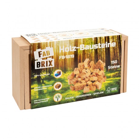 FabBrix FabBrix Holz-Bausteine (150 p.)  Kiste Деревянные строительные блоки FabBrix (150 шт.) коробка