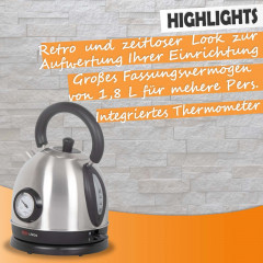 LIVOO LIVOO Wasserkocher Wasserkocher mit Temperaturregelung 1,8 L 1800 W Silbern, 1.8 l  Чайник LIVOO Чайник с регулировкой температуры 1,8 л 1800 Вт Серебристый, 1,8 л