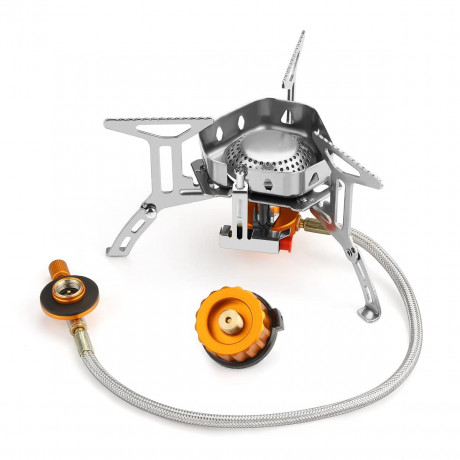 POCHUMIDUU Gaskocher 3500W Gaskocher mit Piezozundung Winddicht, Faltbar Gas Camping Gasbrenner fur Outdoor Picknick Trekking Wandern  POCHUMIDUU Газовая плита 3500 Вт Газовая плита с пьезоподжигом Ветрозащитная, складная газовая горелка для кемпинга для