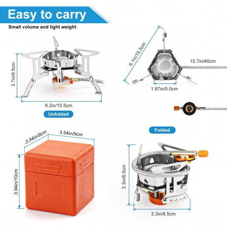 POCHUMIDUU Gaskocher 3500W Gaskocher mit Piezozundung Winddicht, Faltbar Gas Camping Gasbrenner fur Outdoor Picknick Trekking Wandern  POCHUMIDUU Газовая плита 3500 Вт Газовая плита с пьезоподжигом Ветрозащитная, складная газовая горелка для кемпинга для