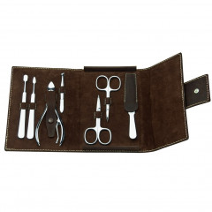ERBE Manikure Set Druckknopf-Etui Serie quot;Mountain Bearquot;, braun, 7-tlg.  Маникюрный набор кнопочный футляр серии &amp;quot;Горный медведь&amp;quot;, коричневый, 7 шт.