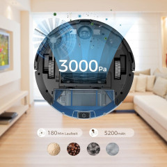 Tesvor Tesvor Akku-Bodenstaubsauger S5 mit Wischfunktion 3000Pa Staubsauger Roboter 180Min Lasernavigation, 25,00 W, Mit Staubbox  Беспроводной пылесос Tesvor S5 с контейнером и функцией очистки, робот-пылесос, 3000 Па, лазерная навигация, 180 минут, 25,0