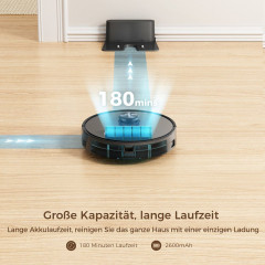 Tesvor Tesvor Akku-Bodenstaubsauger S5 mit Wischfunktion 3000Pa Staubsauger Roboter 180Min Lasernavigation, 25,00 W, Mit Staubbox  Беспроводной пылесос Tesvor S5 с контейнером и функцией очистки, робот-пылесос, 3000 Па, лазерная навигация, 180 минут, 25,0