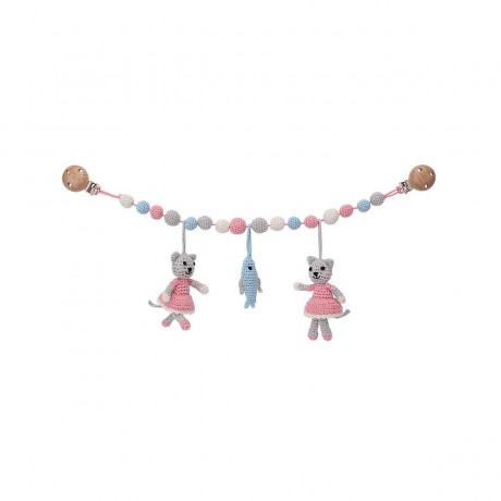 SindiBaba® Kinderwagenkette Katze KITTY gehakelt mit Rasseln Коляска-цепочка кот КИТТИ связана крючком с погремушками