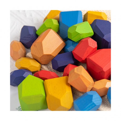 TOPMELON Blocke 30 bunte Regenbogen-Stapelblocke aus Holz Соберите 30 разноцветных деревянных радужных кубиков.