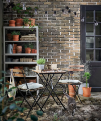 TARNO Tisch+2 stuhle/auben, schwarz/hellbraun lasiert 698.984.15, Cадовый cтол+2 стула, черный/светло-коричневый