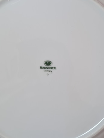 Bauscher Weiden Фарфоровая белая тарелка с зелёным ободком, 27,5 x 2,5 см, Германия, 1960-70гг.