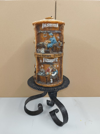 Подсвечник большой винтажный Johann Gunter с фигурной свечой, 31 х 16 см, Германия, 1980-90гг.