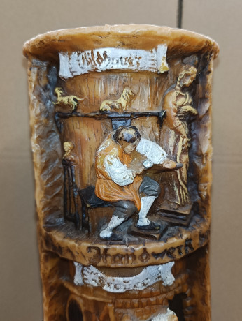 Подсвечник большой винтажный Johann Gunter с фигурной свечой, 31 х 16 см, Германия, 1980-90гг.