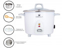 KeMar Kitchenware KeMar Kitchenware Reiskocher KRC-200, 500 W, Innentopf aus Edelstahl, Glasdeckel, Bambusloffel  Кухонная плита KeMar KRC-200, 500 Вт, внутренняя кастрюля из нержавеющей стали, стеклянная крышка, бамбуковая ложка
