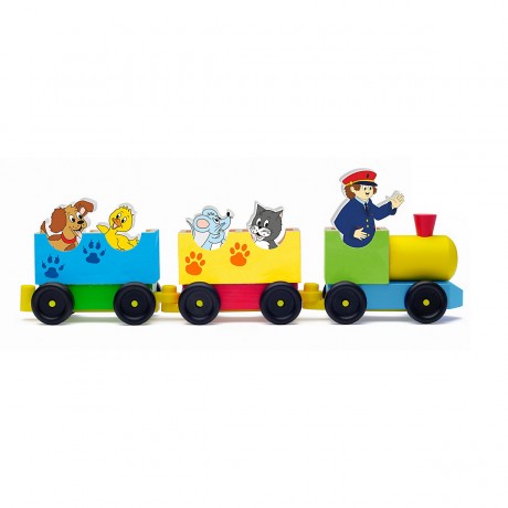 Woodyland Holzspielzeug Zug mit Holzbausteine Zug mit 5 Holzbausteinen Деревянный игрушечный поезд с деревянными блоками Поезд с 5 деревянными блоками
