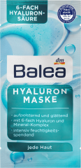 Balea Maske Hyaluron Балеа Маска для лица с Гиалуроном для интенсивного увлажнения и разглаживания морщин, 1 шт.