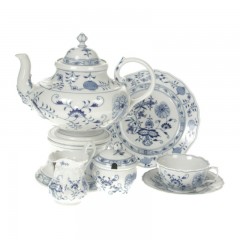 Meissen Meissen Neuer Ausschnitt - Zwiebelmuster kobaltblau weisser Rand Teeservice 6 Personen 22-tlg. Meissen New Cut - луковый узор кобальтовый синий белый край чайный сервиз на 6 персон 22 шт.