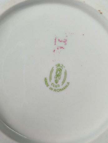 Фруктовница винтажная JRJ CLUJ малая, с ярким изображением фруктов, вырубной фарфор, 14 см, Румыния, 1970-80гг.