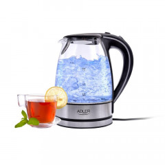 Adler Adler Wasserkocher AD 1225 Wasserkocher 1,7 L Glas Edelstahl / schwarz / transparent  Чайник Adler AD 1225 чайник 1,7 л стекло нержавеющая сталь/черный/прозрачный