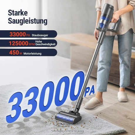 OSOTEK OSOTEK Akku-Hand-und Stielstaubsauger, 450,00 W, Beutellos, 33000PA Bodenburste mit Haarschneidefunktion Saugkraft 60 Min.Laufzeit  Беспроводной ручной и стержневой пылесос OSOTEK, 450,00 Вт, без мешка, щетка для пола 33000PA с функцией стрижки вол