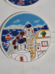 Набор декоративных винтажных тарелок Ceramics Greece, 6 шт., ручная работа, Греция. 1970-80гг.