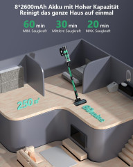 Micol Micol Akku-Hand-und Stielstaubsauger Ideal fur Hartboden, Teppiche, Tierhaare, 250,00 W, beutellos, LED-Display, Anti-Tangle-Burste, 6-in-1 fur Boden Teppiche Tierhaare  Беспроводной ручной пылесос Micol, идеально подходит для твердых полов, ковров,