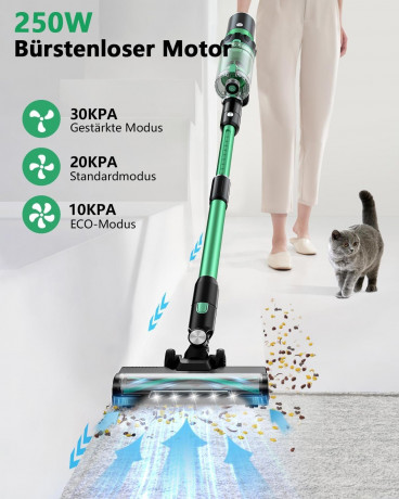 Micol Micol Akku-Hand-und Stielstaubsauger Ideal fur Hartboden, Teppiche, Tierhaare, 250,00 W, beutellos, LED-Display, Anti-Tangle-Burste, 6-in-1 fur Boden Teppiche Tierhaare  Беспроводной ручной пылесос Micol, идеально подходит для твердых полов, ковров,