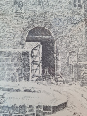 Картина винтажная в черно-белых тонах &quot;Крепость Дильсберг&quot; O.W.Pfilze, 31 x 41 см, Германия, 1960-70гг.