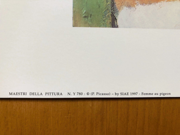 Картина винтажная Pablo Picasso "Ребенок с голубем (1901)", 45 x 55 см, Германия, 1997г.