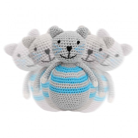 SindiBaba® Baby-Stehaufmannchen Katze KITTY gehakelt mit Glockchen Поп-ап кошечка КИТТИ связана крючком с колокольчиком