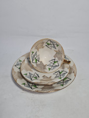 Чайное трио винтажное Johann Seltmann Vohenstraub Bavaria с геометричным декором, фарфор, Германия, 1960-70гг.